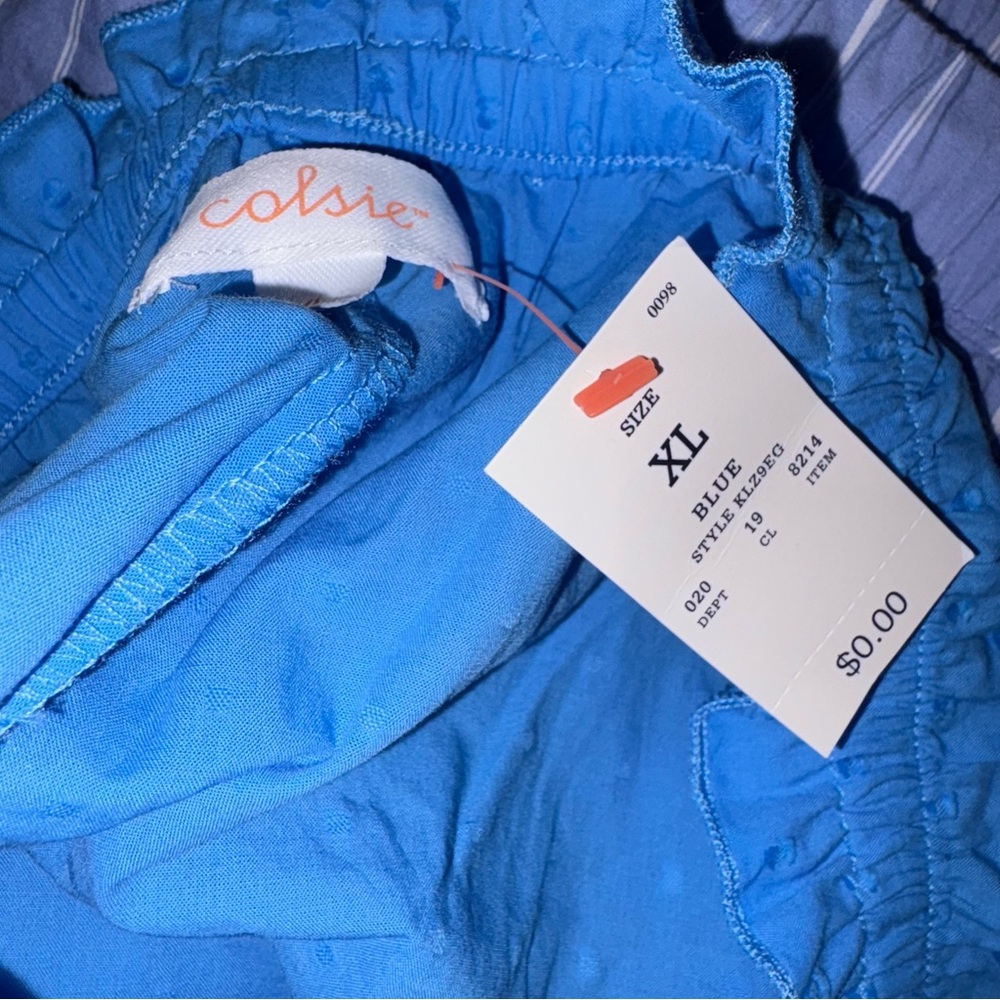 Colsie blue poplin cotton shorts pajamas pjs size XL new with tags - Picture 10 of 13